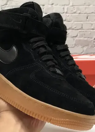 Nike air force черные натуральная замша мех зима winter ❄️ теплые зимние ботинки сапоги fur мех ☔️3 фото