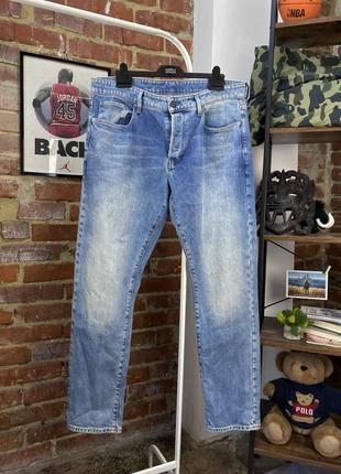 Светлые зауженные джинсы g star raw 3301 straight tapered1 фото