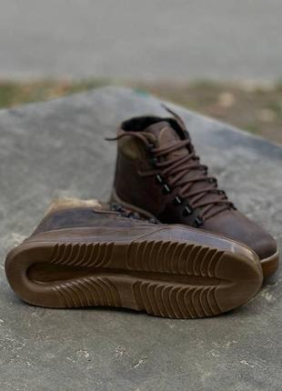 Чоловічі зимові черевики ecco, мужские кожаные ботинки на меху цвет коричневий4 фото