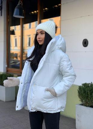 🎨4! реал! шикарная зимняя теплая женская куртка белое белое белое белоснежное женская теплая зимняя зима5 фото