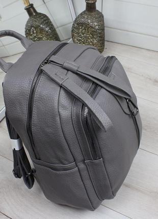 🩶 жіночий стильний місткий повсякденний рюкзак з єкошкіри8 фото