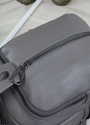 🩶 жіночий стильний місткий повсякденний рюкзак з єкошкіри5 фото