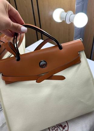 Женская сумка hermes herbag light brown люкс качество2 фото