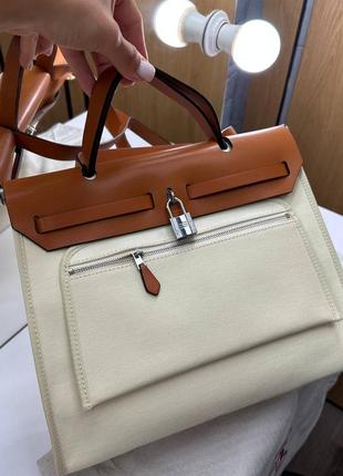 Женская сумка hermes herbag light brown люкс качество4 фото