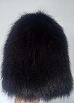 Шапка вязаная с мехом песца 52-55