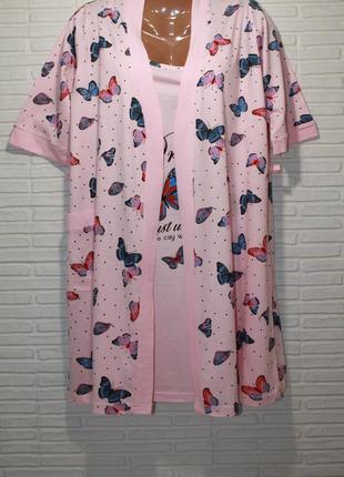 Нічна + халат, ночная, нічнушка, ночнушка, ночная сорочка, нічна сорочка, ночная рубашка 52-661 фото