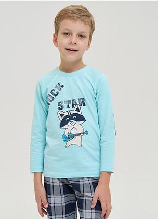 Пижама для мальчика штаны и джемпер енот 146484 фото