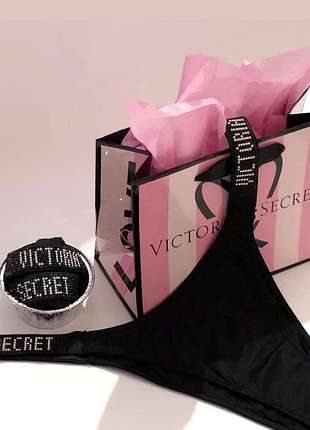 Трусики бразильяна зі стразами victoria's secret вікторія сікрет оригінал