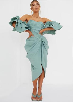 Распродажа платье prettylittlething миди asos с драпировкой