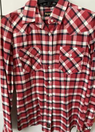 Жіноча італійська сорочка в клітинку2 фото