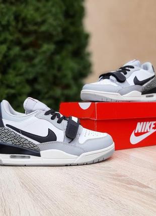 Nike air jordan legacy 312 low білі з сірим кросівки жіночі шкіряні топ якість найк джордан осінні шкіра кеди високі весняні демісезонні демісезон