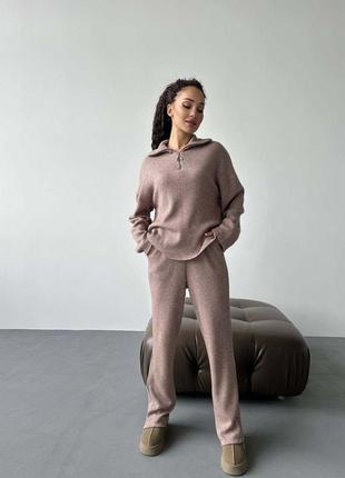 Женский теплый,вязаный костюм, связанный костюм, прогулочный костюм, прогулочный костюм, прогулочный костюм, трикотажный костюм, осенний тёплый костюм двойка двойка брючный