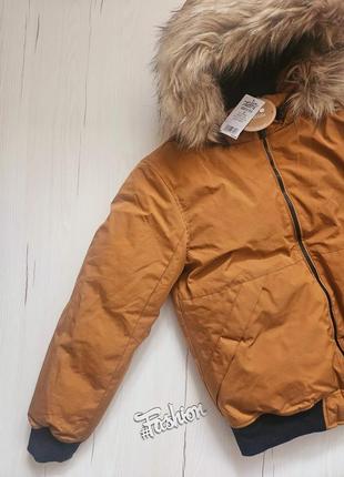Куртка зимова дитяча, бренд франція, куртка зимова для хлопчика рижа, парка тепла, 150-162см, 12-13років