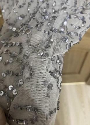 Эффектное серебристое платье в пайетки 52-54 р2 фото