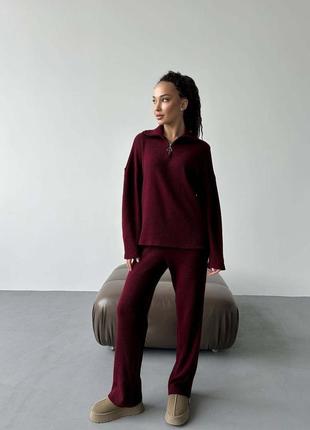 Женский теплый,вязаный костюм, связанный костюм, прогулочный костюм, прогулочный костюм, прогулочный костюм, трикотажный костюм, осенний тёплый костюм двойка двойка брючный