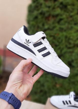 Adidas forum low белые с черным кроссовки женские кожаные топ качество адидас форум кеды осенние низкие весенние демисезонные демисезонные