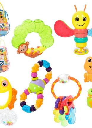 Погремушка прорезыватель, грызунок, от 12см, 6шт, 2 цвета, 6616