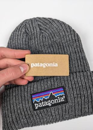 Шапка patagonia, шапка патагонія, тепла зимова шапка patagonia, сіра шапка