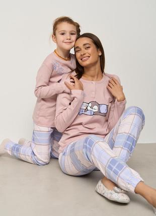 Дитяча піжама з бавовни 100% - інтерлок family look мама/донька