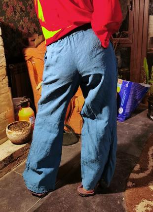 Льняные на резинке брюки oska штаны лен прямые высокая посадка yisha2 фото