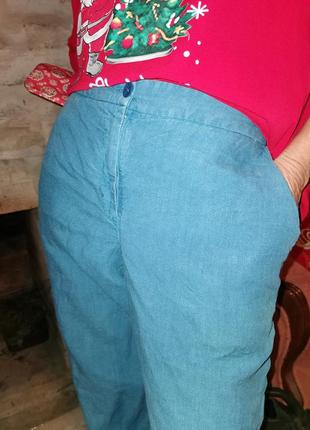 Льняные на резинке брюки oska штаны лен прямые высокая посадка yisha4 фото