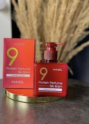 Парфумований бальзам для пошкодженого волосся masil 9 protein perfume silk balm (sweet love), 180 мл2 фото