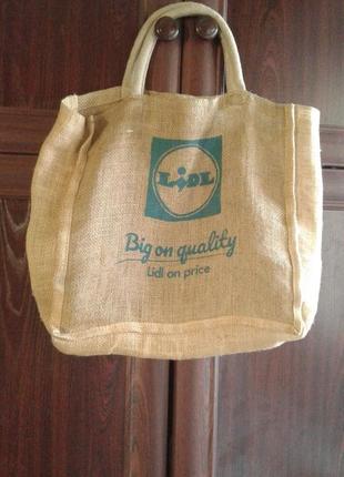Брендовая сумка шоппер ,торба ,эко-сумка джутовая lidl