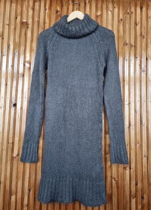 Вязаное платье, туника, свитер zara с мохером и шерстью. высокая горловина.1 фото