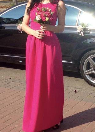 Довге плаття з поясом з костюмної тканини