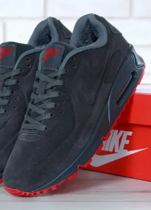 Nike air max 90 серым найк зима winter ❄️ теплые зимние ботинки сапоги fur мех ☔️🌧🌤☀️9 фото