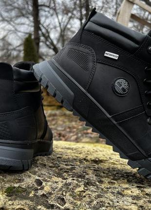 Спортивные кожаные ботинки, кроссовки на меху timberland hiking trail black7 фото