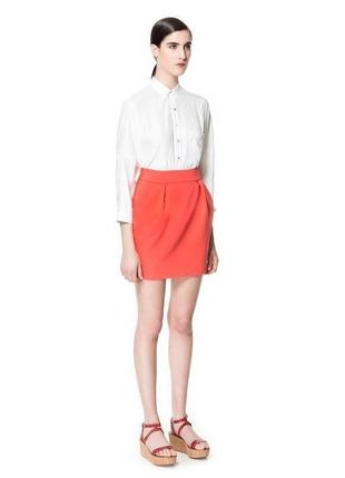 Коралова спідниця-тюльпан zara basic made in turkey, оригінал, блискавичне надсилання 🚀⚡