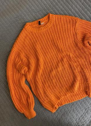 Оранжевый вязаный свитер оверсайз, свободный свитер теплый яркий, джемпер, кофта свитерок,оверсайз,джемпер,свитшот6 фото