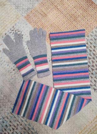 Шерстяные шарф и перчатки woolovers1 фото