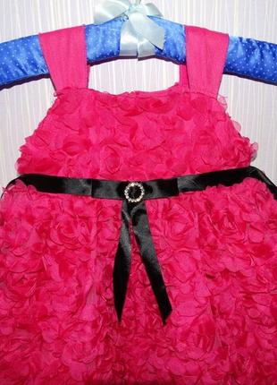 Шикарне ошатне плаття в трояндочки для маленької принцеси2 фото