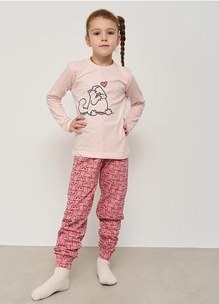 Пижама для девочки с штанами коты 14651