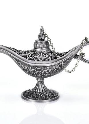 Серебристая винтажная арома лампа алладина, подарок с подтекстом5 фото