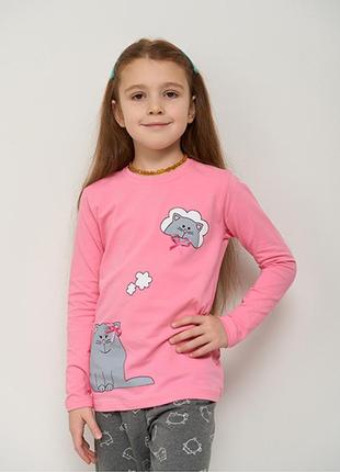 Пижама для девочки с штанами коты 146532 фото