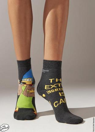 Шкарпетки calzedonia, колір сірий😍 сімпсони simpsons
