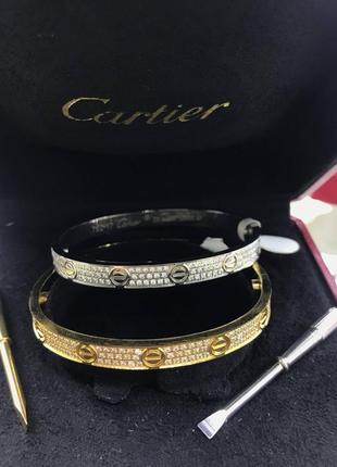 Брендові браслети cartier у білому та лимонному золоті