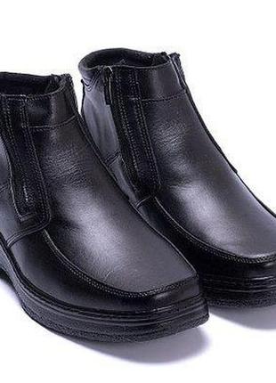 Утепленные кожаные мужские ботинки зима кожа, зимние высокие ботинки теплые повседневные на меху *matador 88*6 фото