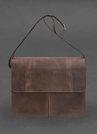 Шкіряна сумка-портфель classic темно-коричневий crazy horse - bn-bag-55-o3 фото