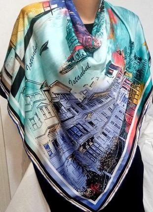 Винтажный шелковый коллекционный платок istanbul турция+подарок1 фото