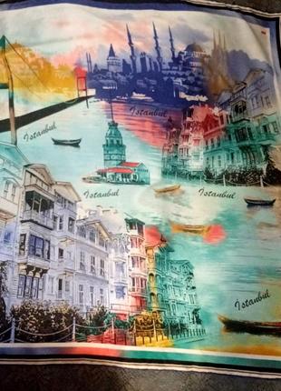 Винтажный шелковый коллекционный платок istanbul турция+подарок9 фото