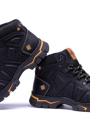 Кожаные мужские ботинки зима кожа, зимние спортивные высокие ботинки теплые на *and c126-1 черн*7 фото