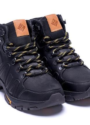 Кожаные мужские ботинки зима кожа, зимние спортивные высокие ботинки теплые на *and c126-1 черн*6 фото