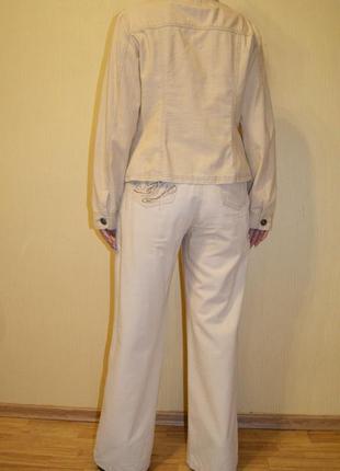 Пиджак и брюки бежевые брючный костюм4 фото