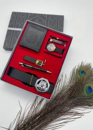 Подарочные наборы для мужчин часы, ремень, кошелек, браслет
