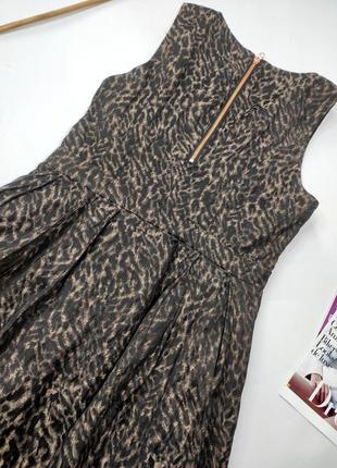 Платье женское короткая клешь коричневого цвета в леопардовый животный принт от бренда ellos s/m3 фото