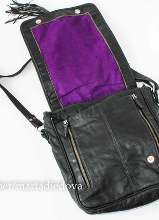 Шкіряна сумка портфель портмоне, вставка з вовни, натуральна шкіра4 фото